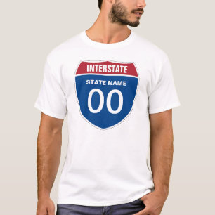 Sjabloon INTERSTATE NAAM ÉÉN OF TWEE CIJFERS T-shirt