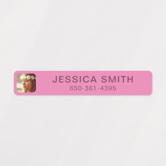 Sjabloon jouw naam, foto- en telefoonlabels voor S Labels (Design 1)