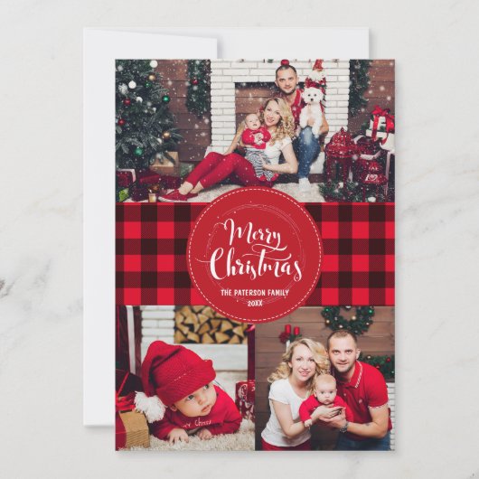 Sjabloon kerstkaart met foto kaart (Voorkant)