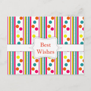 Sjabloon, kleurrijke Polka Dots Briefkaart