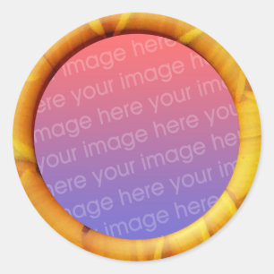 Sjabloon lijst (3d-effect grens) ronde sticker