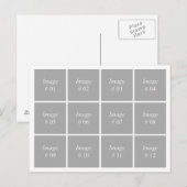 sjabloon met 12 vierkante afbeeldingen briefkaart (Voorkant / Achterkant)