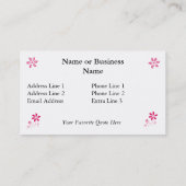 Sjabloon met roze Floral Profile Card Visitekaartje (Achterkant)