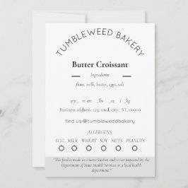 Sjabloon met voedseletiketten kaart