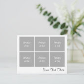 sjabloon met zes vierkante afbeeldingen en tekst briefkaart (Staand voorkant)