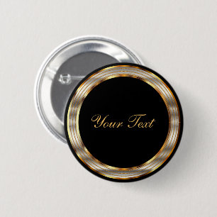 Sjabloon met zwart en goud ronde button 5,7 cm