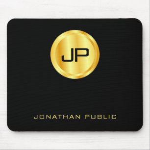 Sjabloon met zwarte en goudmonogrammen muismat