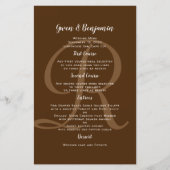 Sjabloon Monogram bruine bruiloft Entree Menu (Voorkant)