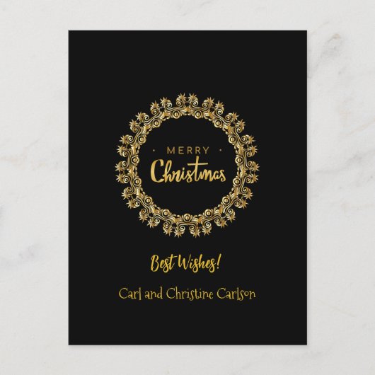 Sjabloon, mooi zwart en goud, feestdagenkaart (Voorkant)