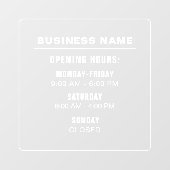Sjabloon openingstijden schoon bedrijf raamsticker (Vel)