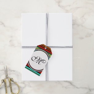 Sjabloon - Pas je tekst, monogram & achtergrond aa Cadeaulabel