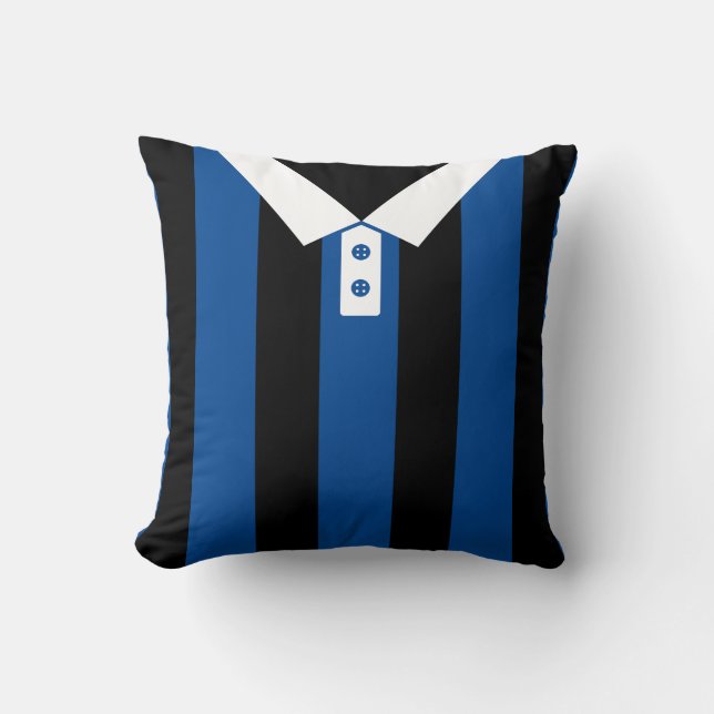 Sjabloon Pillow: Black & Blue Striped Sports Jerse Kussen (Voorkant)