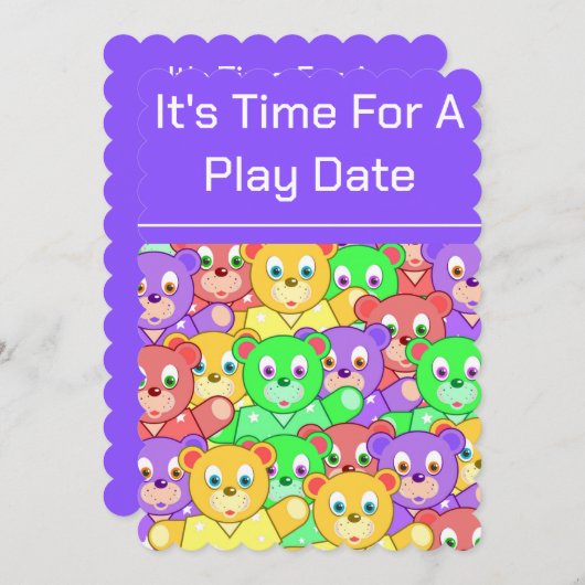 Sjabloon Play Date Invitations Kaart (Voorkant / Achterkant)