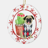 Sjabloon rode sneeuwvlokken keramisch ornament (Links)