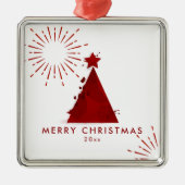 Sjabloon Rode Waterverf kerstboom Metalen Ornament (Voorkant)