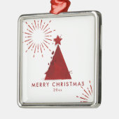 Sjabloon Rode Waterverf kerstboom Metalen Ornament (Links)