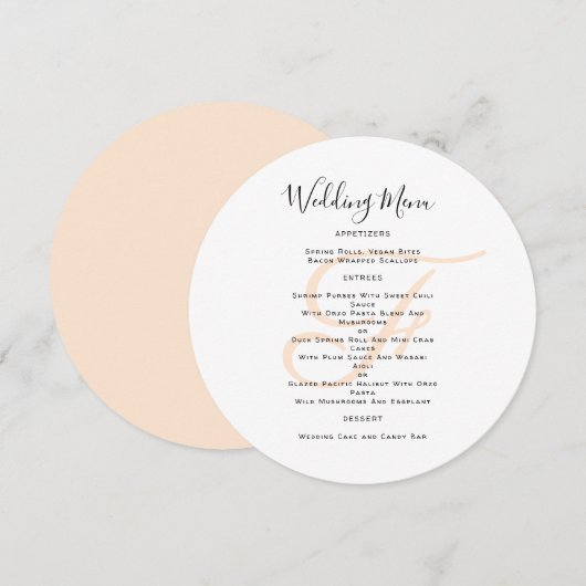 Sjabloon Rond Monogram Weddenschap Kaart (Voorkant / Achterkant)