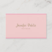 Sjabloon Roze Gouden Hand Script Modern Elegant Visitekaartje (Voorkant)