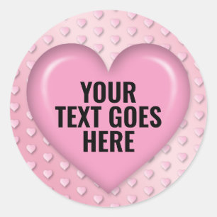 Sjabloon Roze Hart Voeg Uw Tekst Toe Ronde Sticker