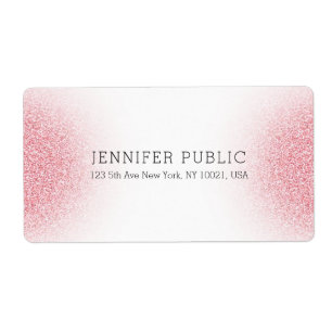 Sjabloon Roze Rose Gold Glitter Kijk er elegant Wi Etiket