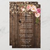 Sjabloon Rustic Boho Floral Country Wedding menu (Voorkant / Achterkant)