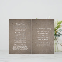 Sjabloon Rustic Burlap Wedding Bi-voudig Programma