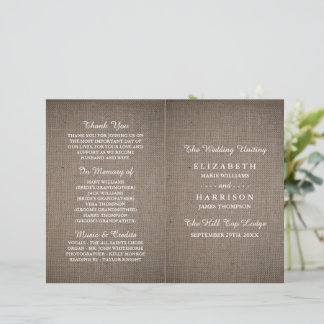 Sjabloon Rustic Burlap Wedding Bi-voudig Programma