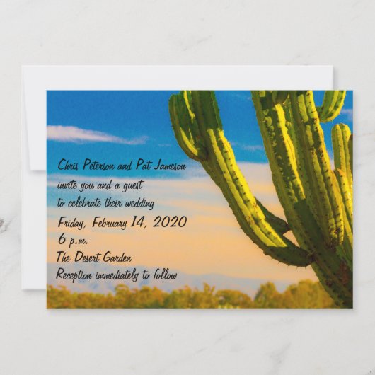 Sjabloon Saguaro Cactus woestijn bruiloft / recept Kaart (Voorkant)