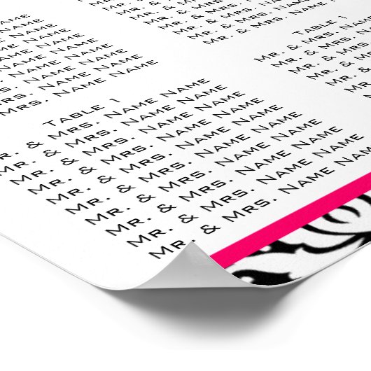 Sjabloon - Schema voor het roze weddenschap Poster (Hoek)