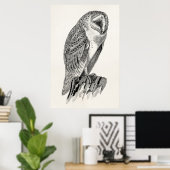 Sjabloon  screech Owl Bird Illustrator Poster (Thuiskantoor)