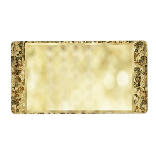 Sjabloon Sequin Gold Bokeh Etiket (Voorkant)