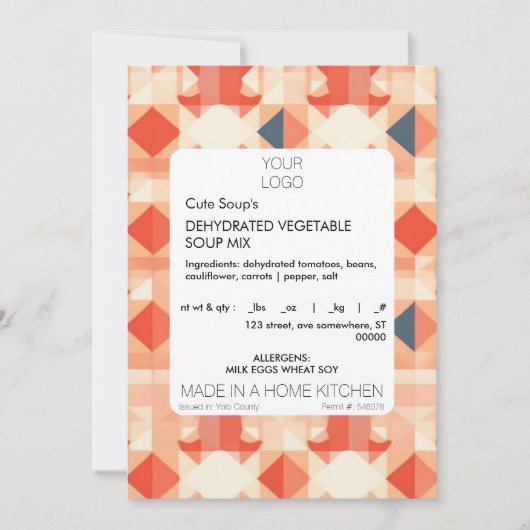 Sjabloon Sticker met kattenvoedseletiket Kaart (Voorkant)