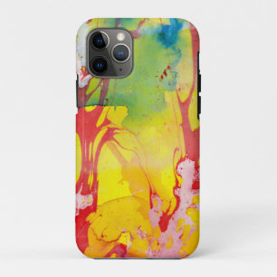 Sjabloon Trendy Modern Abstract Roze Rood Geel iPhone 11 Pro Hoesje