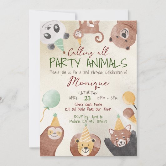 Sjabloon uitnodiging feestdag voor verjaardagsfees (Voorkant)