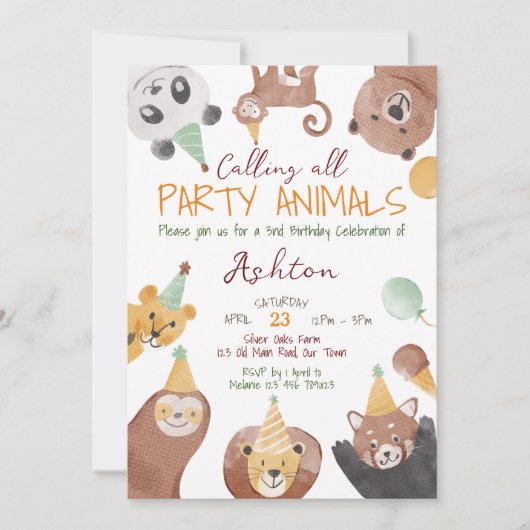 Sjabloon uitnodiging feestdag voor verjaardagsfees (Voorkant)