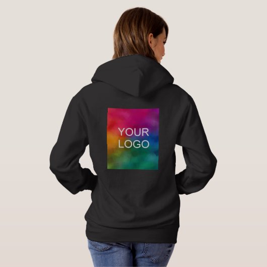 Sjabloon Upload Business Logo Black Color Hoodie (Achterkant volledig)