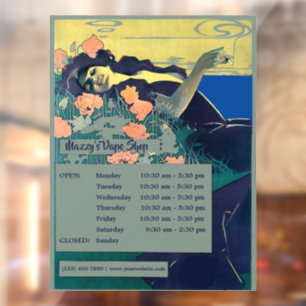 Sjabloon van Art Nouveau Vape Shop Hours Raamsticker