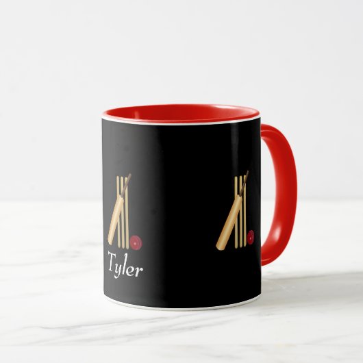 Sjabloon van cricket, wicket, bat en ball mok (Voorkant rechts)