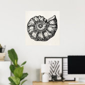 Sjabloon van de  Ammonite Seashell Fossil Shell Poster (Thuiskantoor)