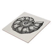 Sjabloon van de  Ammonite Seashell Fossil Shell Tegeltje (Zijkant)