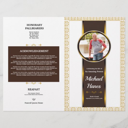Sjabloon van de brochure van het begrafenisprogram (Voorkant)
