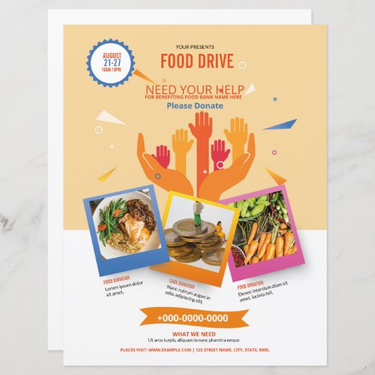 Sjabloon van de Food Drive Flyer (Voorkant / Achterkant)