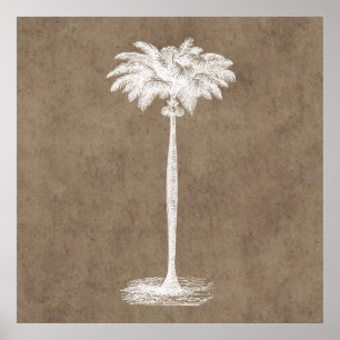 Sjabloon van de palmboom op het eiland Blank Poster