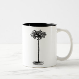 Sjabloon van de palmboom op tropische eilanden bl Tweekleurige Koffiemok