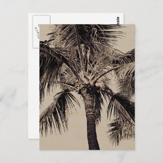 Sjabloon van de Sepia Retro Hawaiian palm Briefkaart (Voorkant / Achterkant)