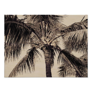 Sjabloon van de Sepia Retro Hawaiian palm Foto Afdruk