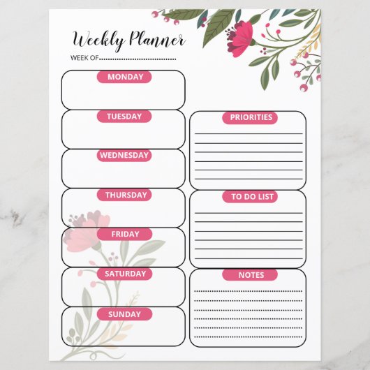 Sjabloon van de weekplanner (Voorkant)