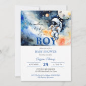 Sjabloon van het baby shower van de ruimteastronau kaart (Voorkant)