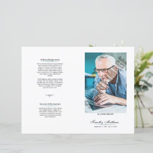 Sjabloon van het begrafenisprogramma (Staand voorkant)