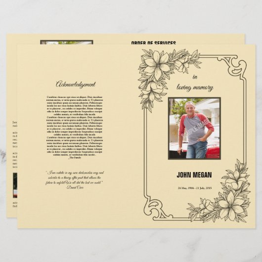 Sjabloon van het begrafenisprogramma (Voorkant / Achterkant)